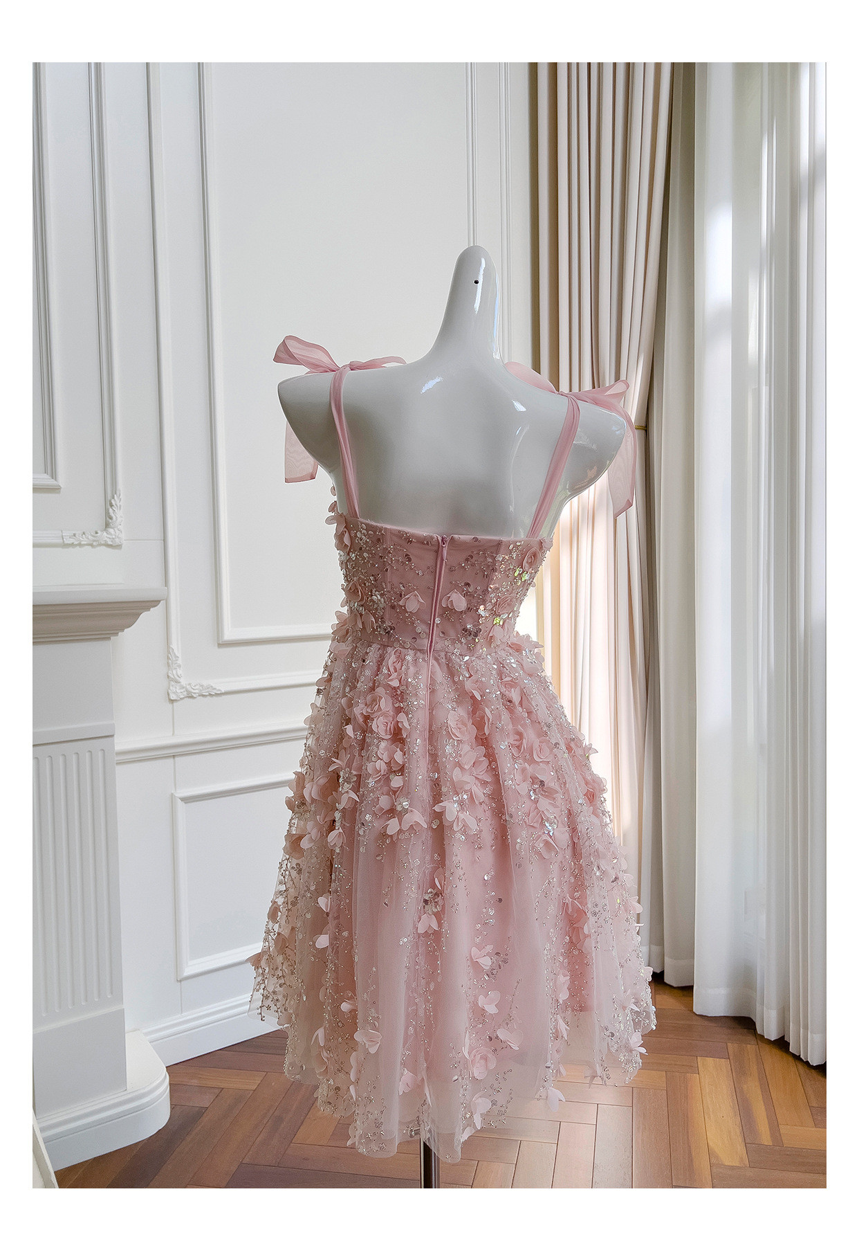 ドレス パーティー ウェディング ワンピース ショート プリンセス ピンク 上品 高級感 優雅 韓国風 結婚式 お呼ばれ