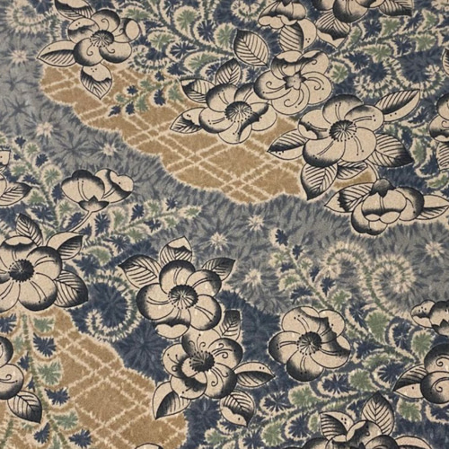 *着物反物*　結城紬藍色と辻ヶ花　大人の兵児帯　半幅帯　長尺475　ハンドメイド 着物反物* 結城紬藍色と辻ヶ花 大人の兵児帯 半幅帯 長尺475cm