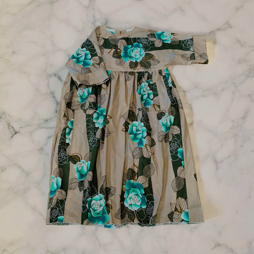 浴衣 リメイク 昭和レトロ ギャザーワンピース 一枚で着られる 裏地