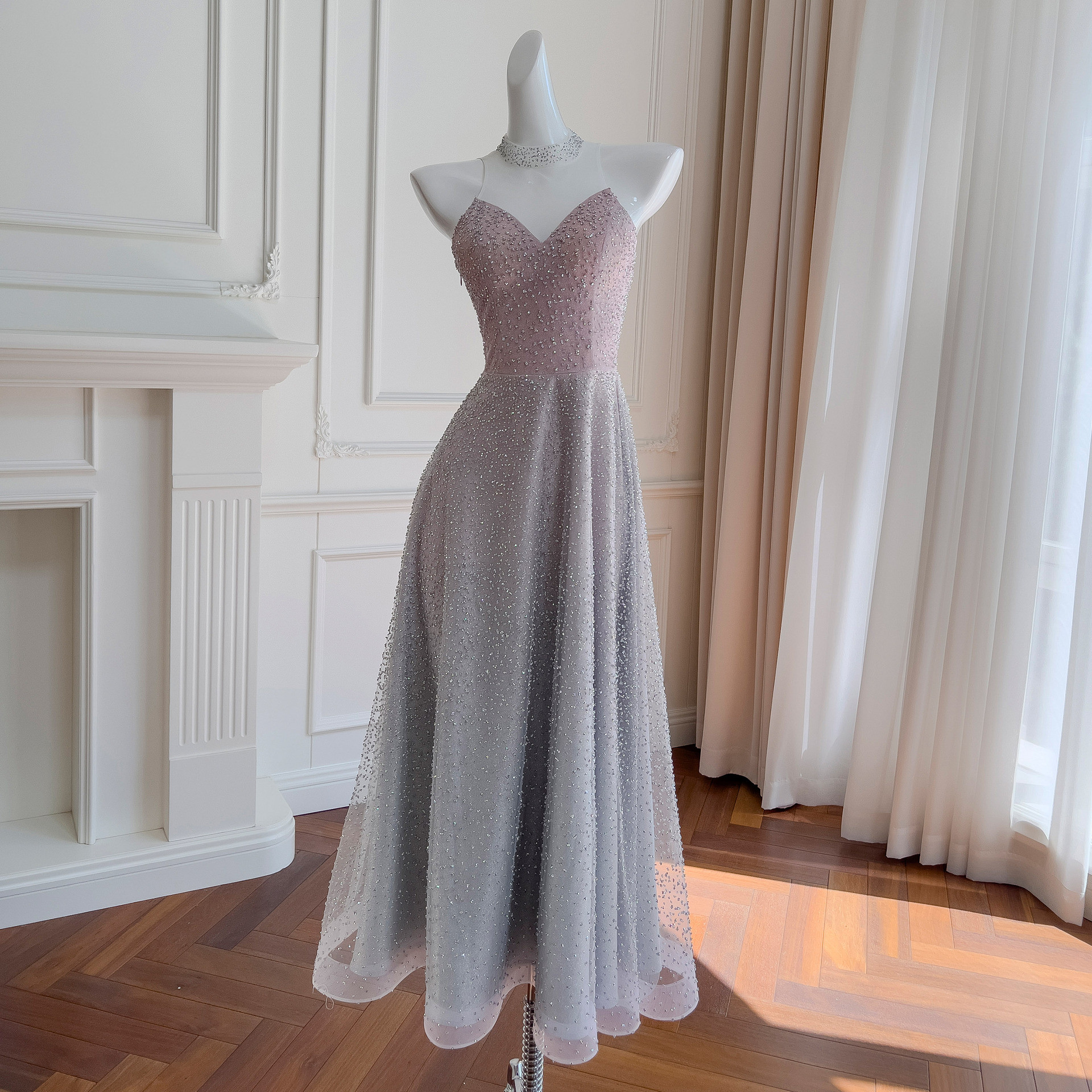 ドレス パーティー ウェディング ワンピース ロング プリンセス キラキラ 上品 高級感 優雅 韓国風 結婚式 お呼ばれ