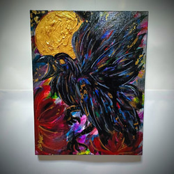 現代アート/一点物】月と八咫烏【F6号】 絵画 Chika Shinoda's