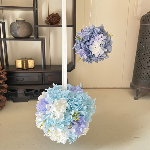 受注製作］紫陽花のフラワーボール プリザーブドフラワー 花の処方箋