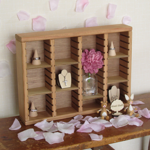 英国アンティーク木製プリンタトレイ/飾り棚/枡ケース/小物入れ(92-46