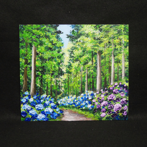 油絵 油彩 油彩画 絵 絵画【森の紫陽花】 油絵 油彩 油彩画 絵 絵画【森の紫陽花】 絵画 HR 通販