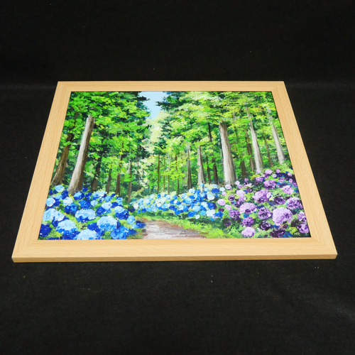 油絵 油彩 油彩画 絵 絵画【森の紫陽花】 絵画 HR 通販