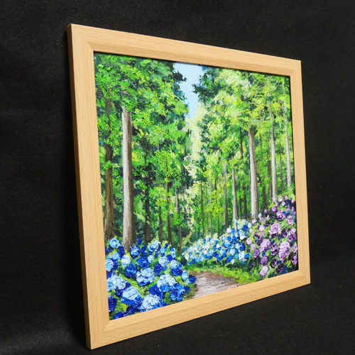 油絵 油彩 油彩画 絵 絵画【森の紫陽花】 油絵 油彩 油彩画 絵 絵画【森の紫陽花の道】 | HIROSHI1990