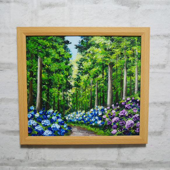 油絵 油彩 油彩画 絵 絵画【森の紫陽花】 油絵 油彩 油彩画 絵 絵画【森の紫陽花】 絵画 HR 通販