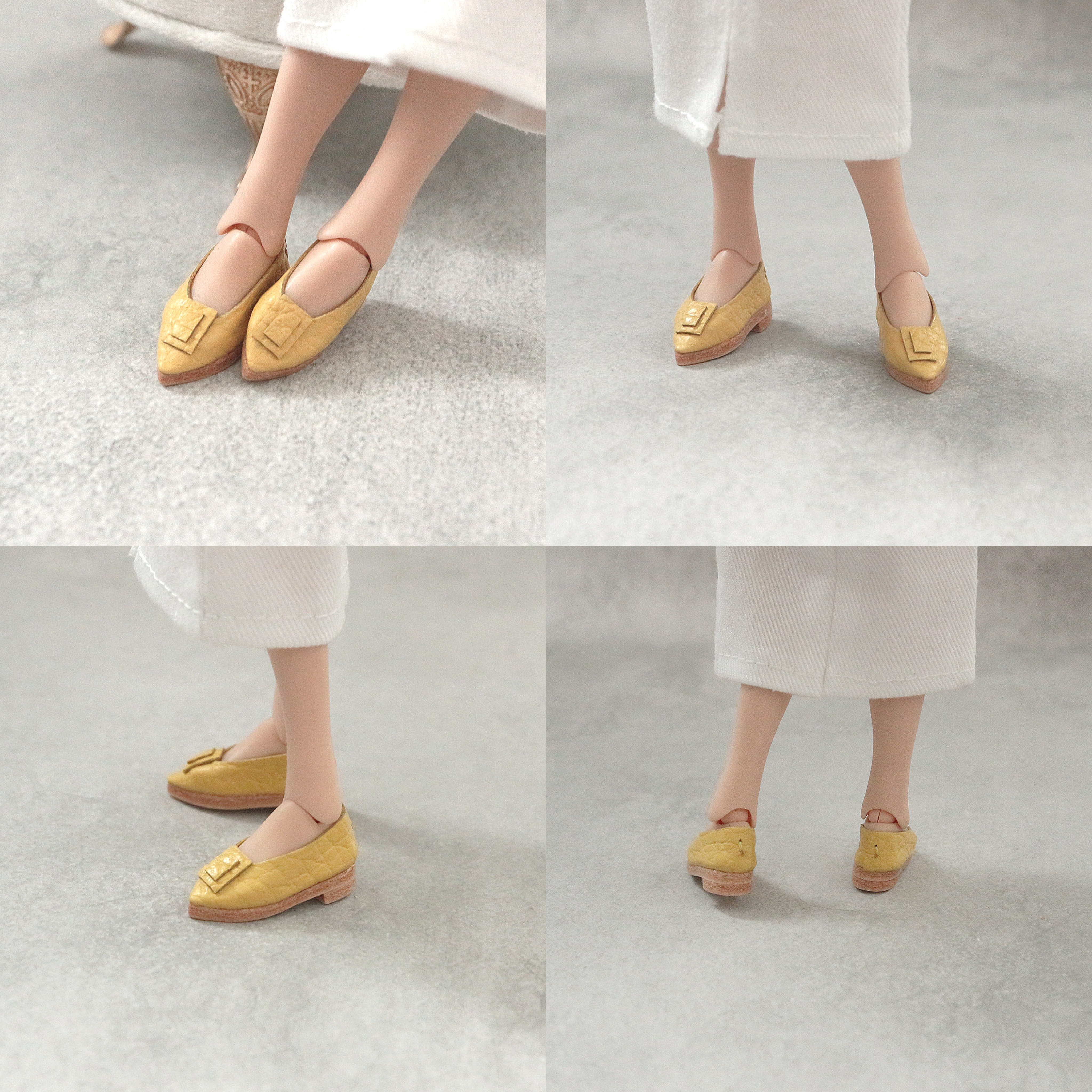 《gramシューズ》イタリアンレザー　イエロー系　22cmドール用靴　本革　ミニチュア