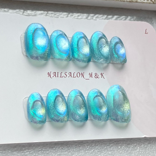シャボン玉ネイル ネイルチップ 氷ネイル 韓国 オーロラ ぷっくり