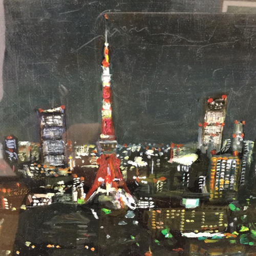 自作の油絵 F4号 自作油絵作品 東京が好き！ 油彩F4号 額装済み その他