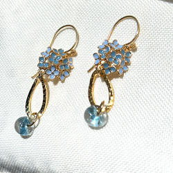 紫陽花 ゆれる ドロップビーズ紫付 パープル ピアス フックタイプ ニッケルフリー No.31 10枚目の画像