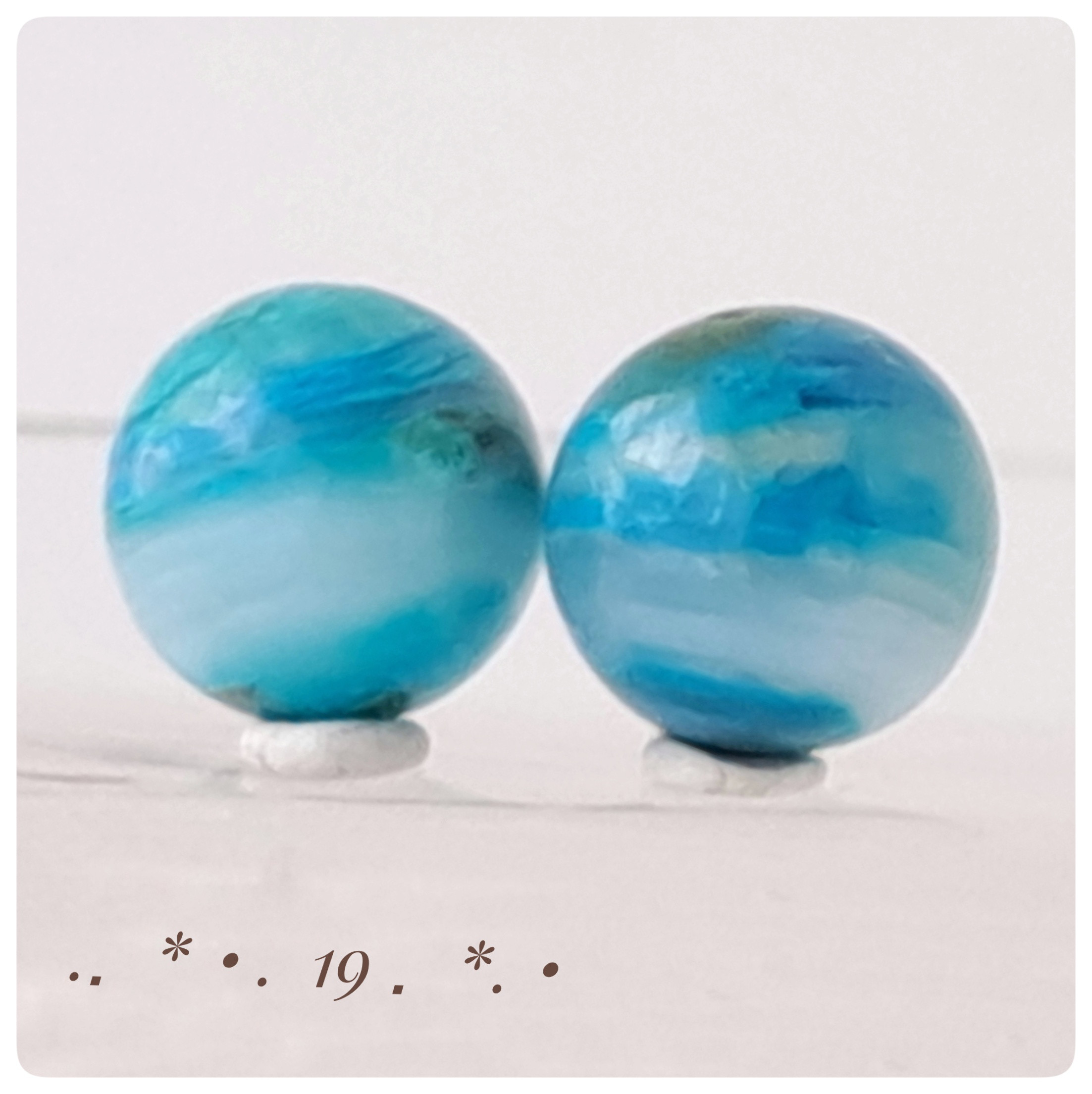 希少！∴天然石ビーズ∵オパリーナ　ペア19