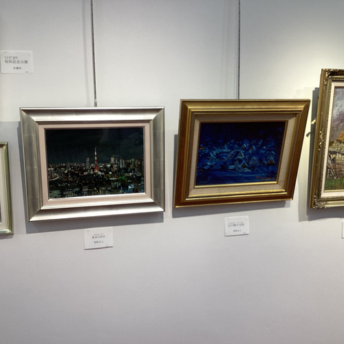 自作油絵 世界遺産白川郷 月光浴 油彩F4号 額装済み その他