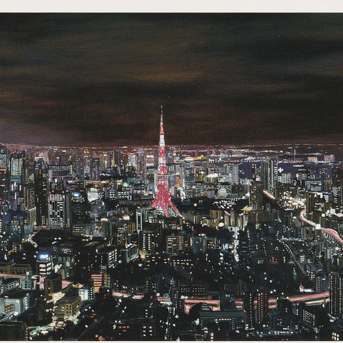 自作油絵 世界遺産白川郷 月光浴 油彩F4号 額装済み その他