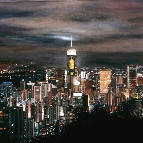 自作油絵 世界遺産白川郷 月光浴 油彩F4号 額装済み その他