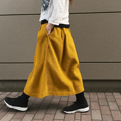 ■週末3天享85折優惠■由超長裙愛好者打造，步履輕盈，搖曳生姿。夏季彈性亞麻喇叭長裙 第3張的照片