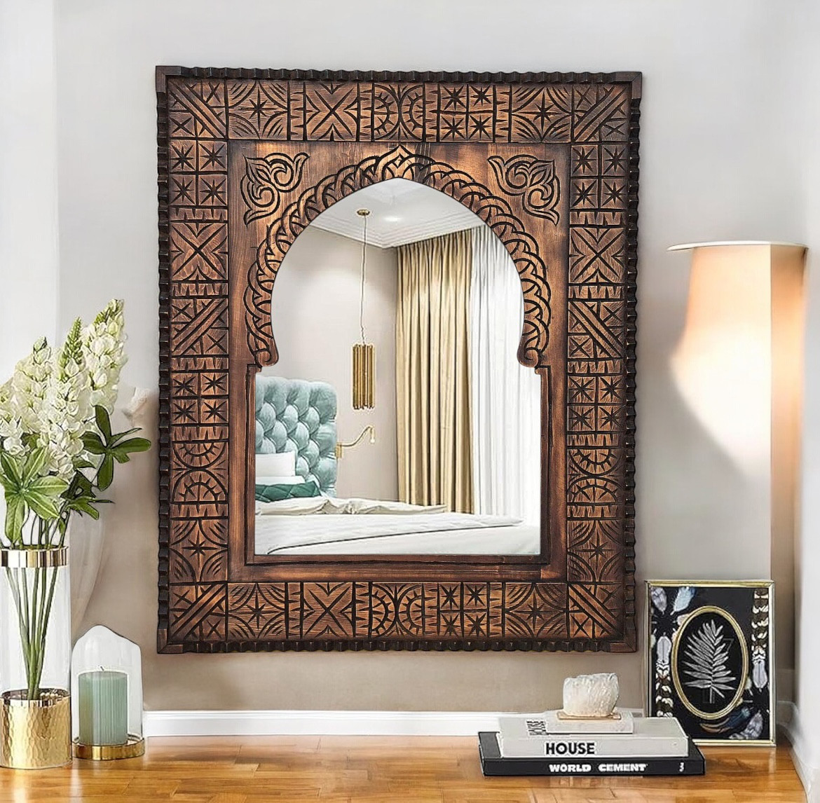 モロッコミラー　特大 楽天市場】モロッカンミラー 「モスクXL /シルバー」 モロッコ 鏡