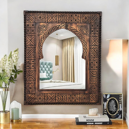 送料込み】 木製ミラー 職人手作り 国産ブナ 姿見 送料込み】 木製