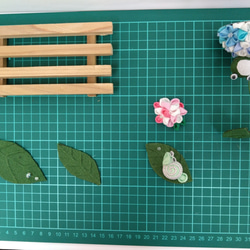 紫陽花　かえる　かたつむり　つまみ細工 3枚目の画像