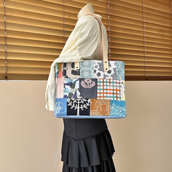 creema限定、ミナペルホネン、横長、トートバッグ１点もの 10枚目の画像