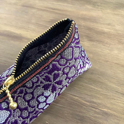 畳縁　筆盒　狗腳印　貓的腳印　日式　櫻花　紫色和銀色 第3張的照片