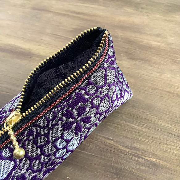 畳縁　筆盒　狗腳印　貓的腳印　日式　櫻花　紫色和銀色 第3張的照片