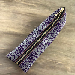 畳縁　筆盒　狗腳印　貓的腳印　日式　櫻花　紫色和銀色 第2張的照片