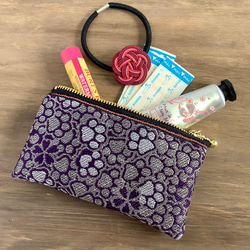 畳縁　筆盒　狗腳印　貓的腳印　日式　櫻花　紫色和銀色 第5張的照片