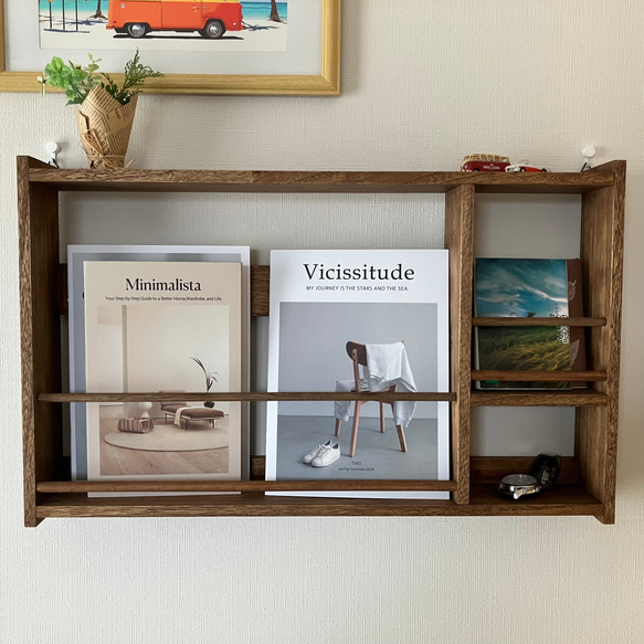 アンティーク ヴィンテージ風 壁掛け ブックシェルフ・本棚・マガジン