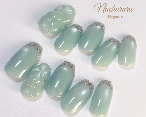 爽やかさに甘さを添えて】キルティング マグネット ネイルチップ