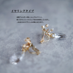 お花とクリスタルガラスのピアス　紫陽花　雪の結晶　イヤリング　金属アレルギー対応 8枚目の画像