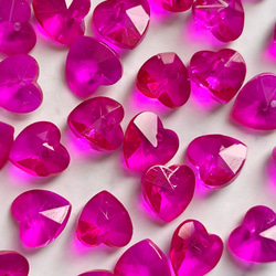 20個】ハート型ガラスビーズ10mm ビビッドピンク GH1012 ビーズ おお
