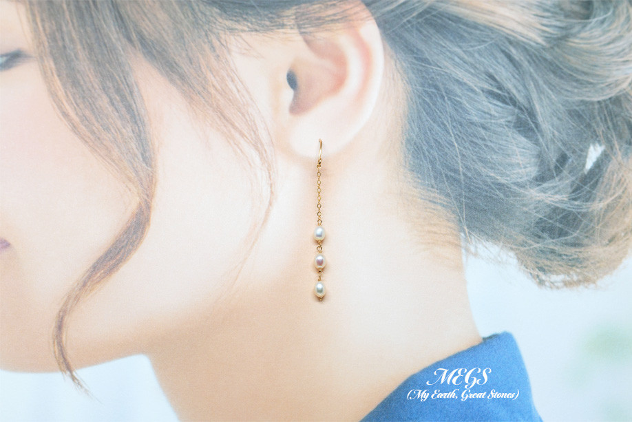 【14kgf】淡水パール ピアス Simple  Series【新月制作】