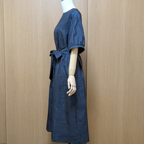 SOLD 着物リメイク ワンピース 大島紬 フリーサイズ ワンピース さら