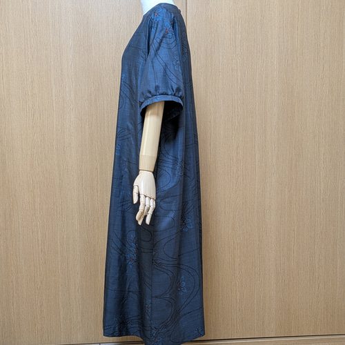 SOLD 着物リメイク ワンピース 大島紬 フリーサイズ ワンピース さら