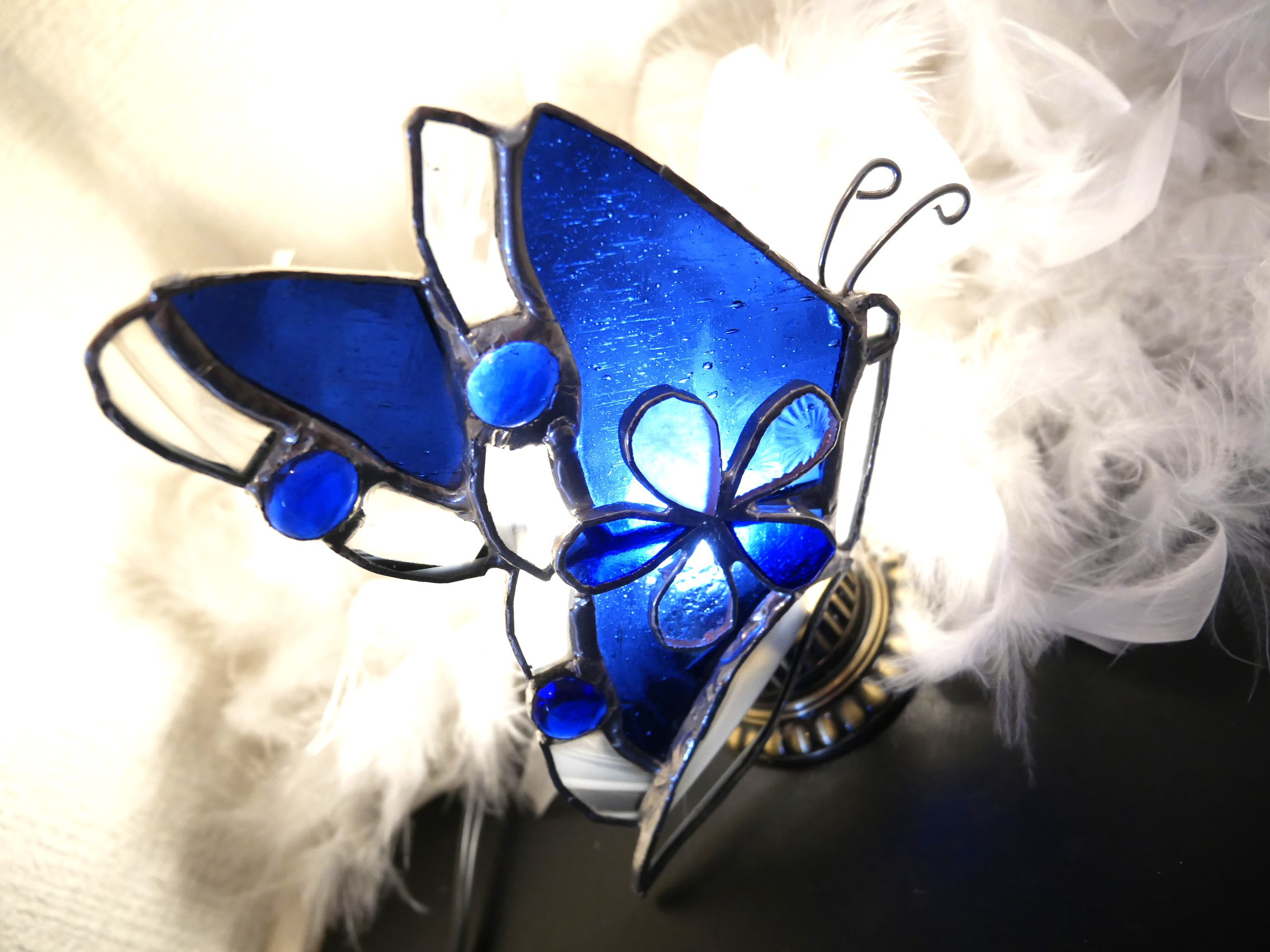 ✴︎:.｡神秘の青蝶♪　ステンドグラスのデコライト