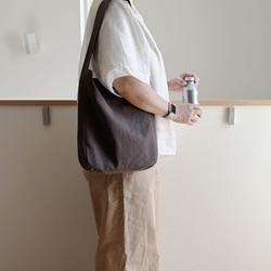 【Creema限定】浜松産コットンキャンバスのワンショルダーバッグ「ブラウンチャコール」 10枚目の画像