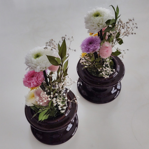 仏花ガラスドーム小対 ガラスドームの仏花 通販 - ディノス