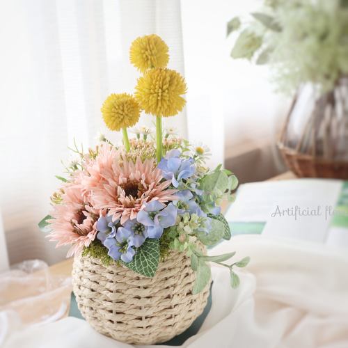 花　アートフラワーブーケ　アートフラワー　花　ガーベラ　プレゼント　机 花 アートフラワーブーケ アートフラワー 花 ガーベラ プレゼント 机