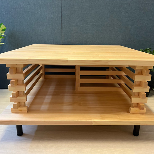 【送料無料】 ローテーブル 和風 木組格子形 80cm角 パイン ナチュラル 送料無料】 ローテーブル 和風 木組格子形 80cm角 パイン ナチュラル