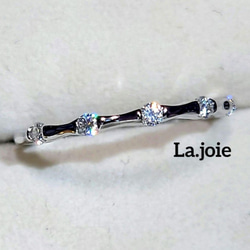 最高品質 モアサナイト 人工ダイヤモンド バンブー リング 2枚目の画像