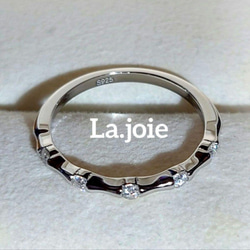 最高品質 モアサナイト 人工ダイヤモンド バンブー リング 3枚目の画像