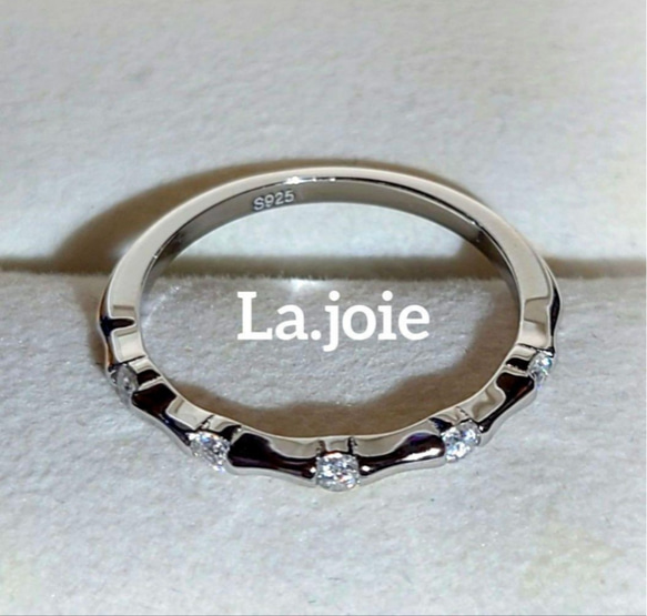 最高品質 モアサナイト 人工ダイヤモンド バンブー リング 3枚目の画像