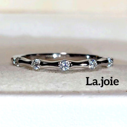 最高品質 モアサナイト 人工ダイヤモンド バンブー リング 5枚目の画像