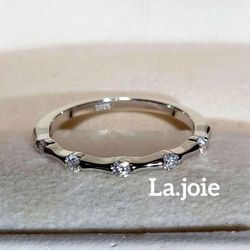 最高品質 モアサナイト 人工ダイヤモンド バンブー リング 7枚目の画像