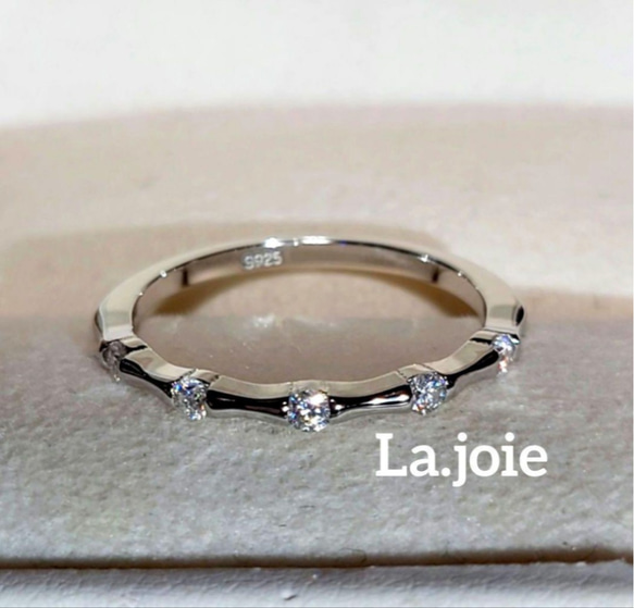 最高品質 モアサナイト 人工ダイヤモンド バンブー リング 7枚目の画像