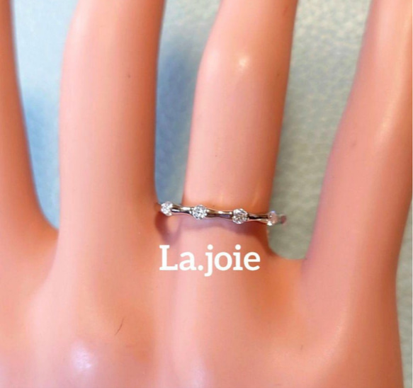 最高品質 モアサナイト 人工ダイヤモンド バンブー リング 8枚目の画像