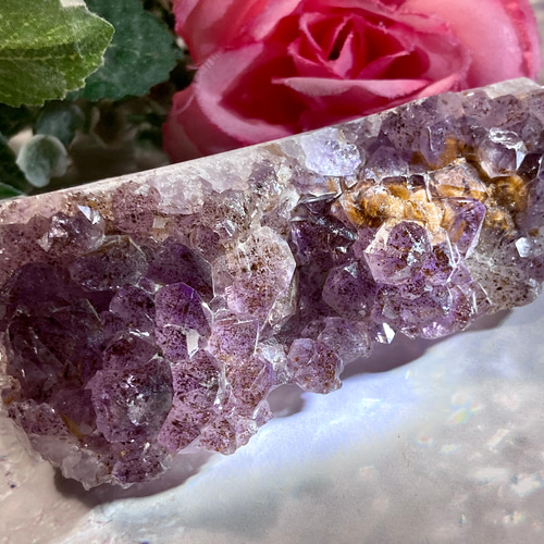 アメジストクラスター原石紫水晶カルサイトカコクセナイト天然石