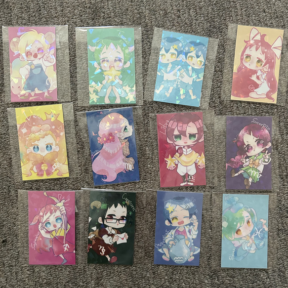 ☆【12星座擬人化】手作りホログラムステッカーセット（全12種