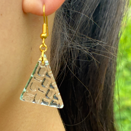 ピアス あさおり 昭和レトロガラス 型板ガラス アンティーク